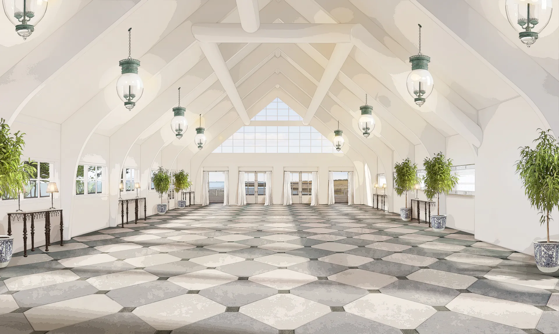 Weddings 3 The bright and elegant interior of The Sunset Ballroom at The Sanderling Hotel