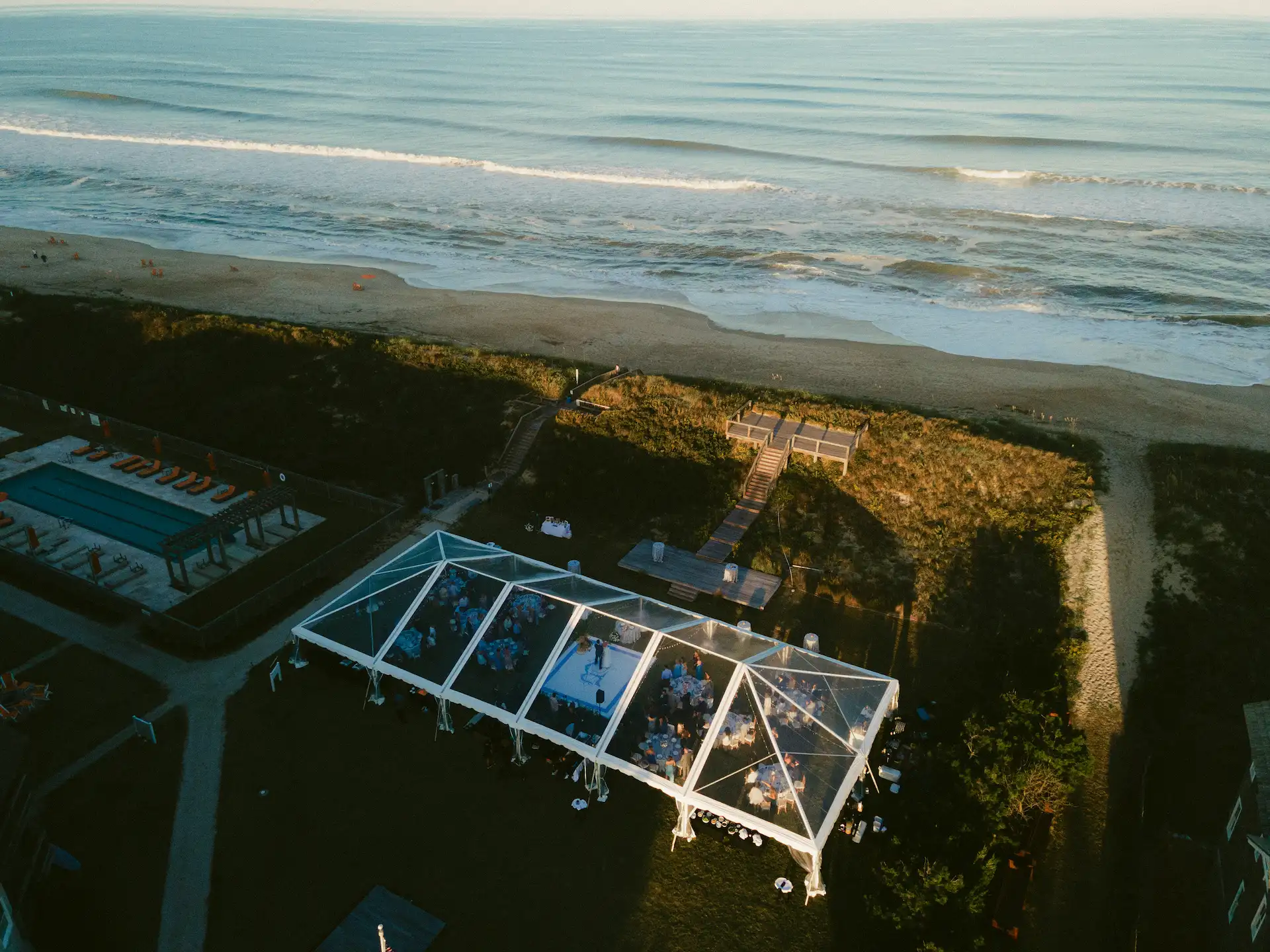 Weddings 8 Aerial view of The Lawn beach at The Sanderling Resort